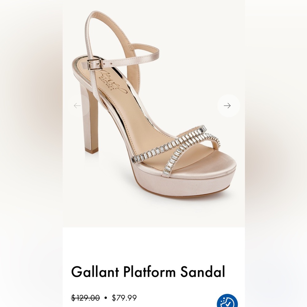 NWT Jewel Badgley Mischka Gallant Platform Sandal in Champagne Size 8